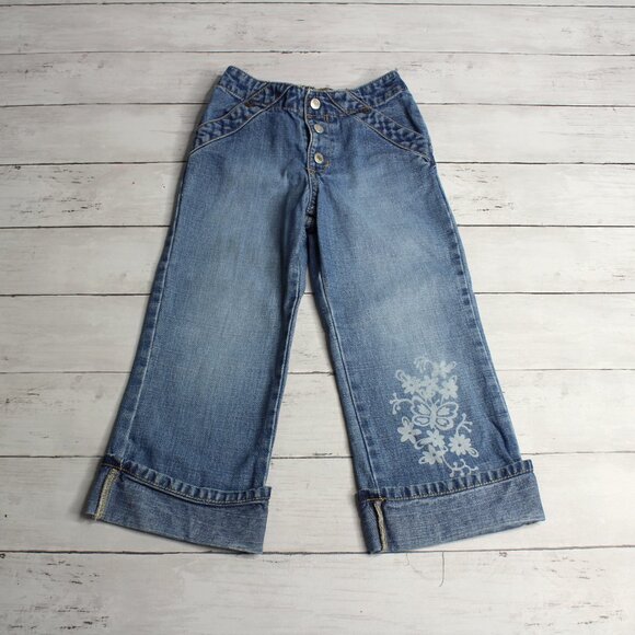 Vintage Old Navy Denim Blue Jeans Girl's Size 5T Cropped - Picture 1 of 5